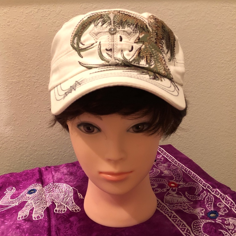 New Bling Cadet Cap Baseball Hat w Cross & Eagle